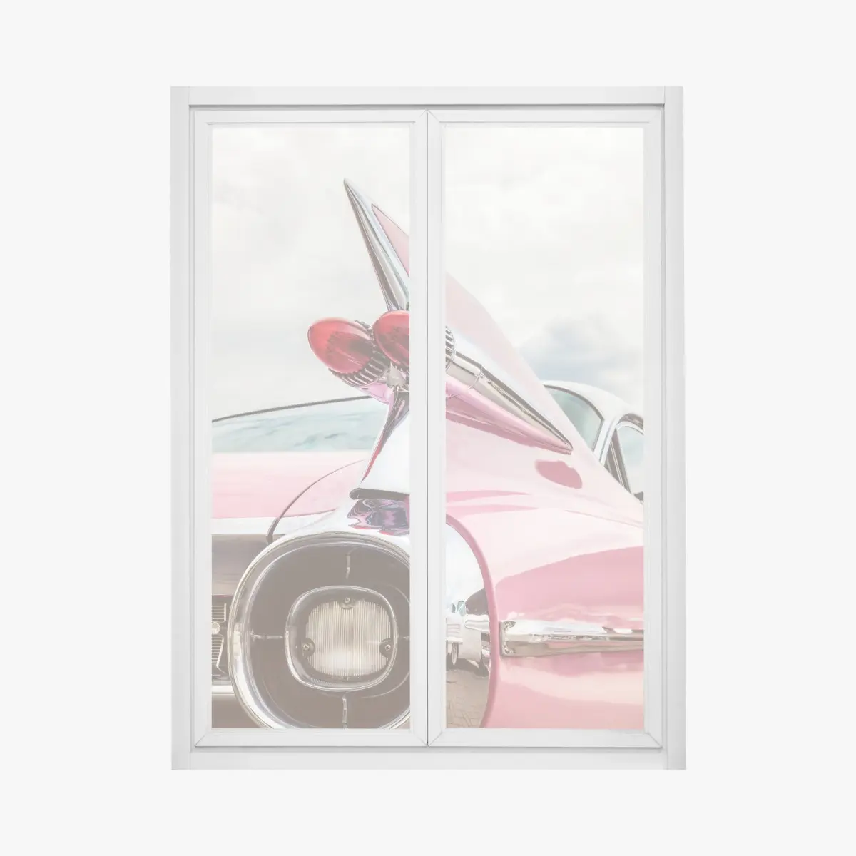 Fensteraufkleber rosa retro klassisches auto heckflosse – Pixers®