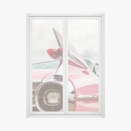 Fensteraufkleber rosa retro klassisches auto heckflosse – Pixers®