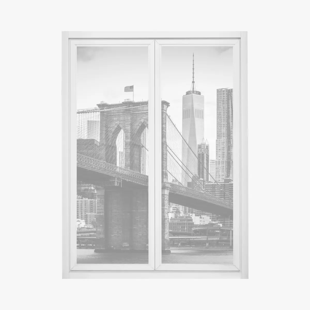 Fensteraufkleber Brooklyn bridge schwarzweiß stadtbild – Pixers®