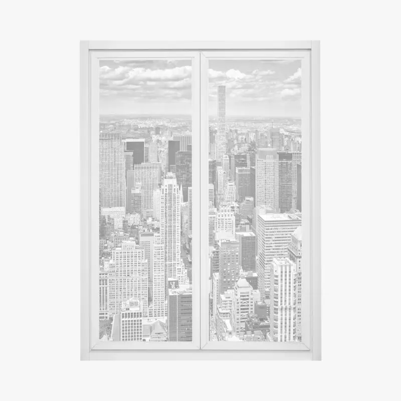 Fensteraufkleber panorama von New York in schwarzweiß