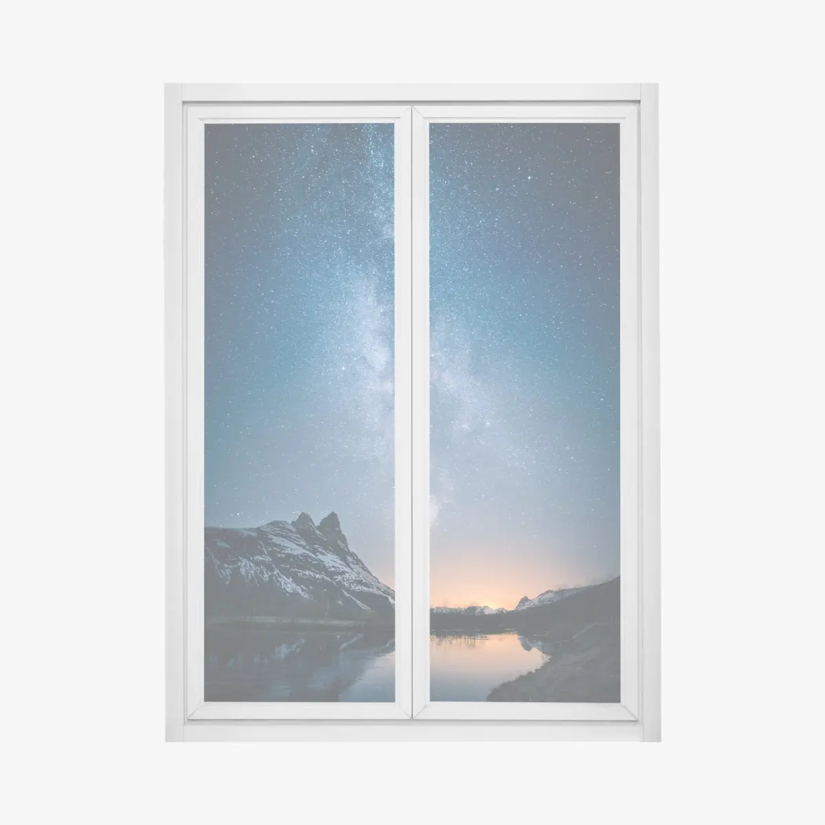 Fensteraufkleber milchstraße über bergspiegelung – Pixers®