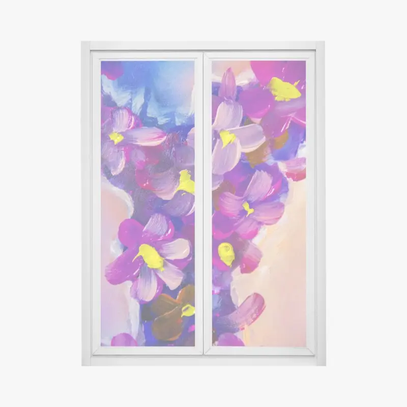 Fensteraufkleber intensiver violetter blumenstrauß