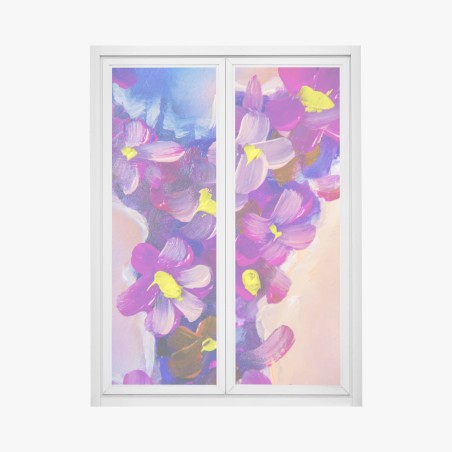 Fensteraufkleber intensiver violetter blumenstrauß – Pixers®