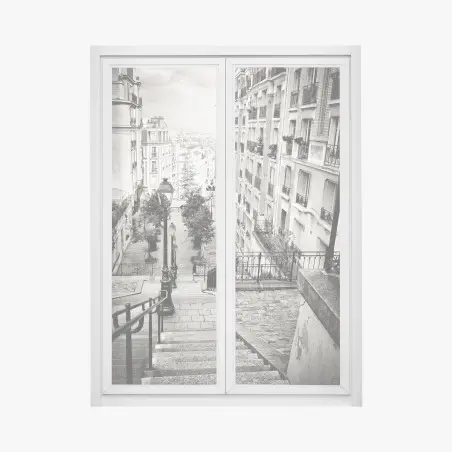 Fensteraufkleber städtische treppe in schwarzweiß – Pixers®