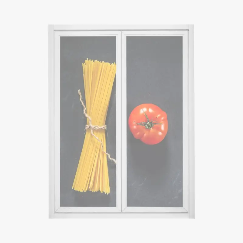 Fensteraufkleber minimalistische spaghetti- und tomatenkomposition