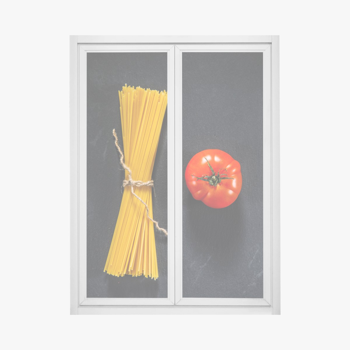 Fensteraufkleber minimalistische spaghetti- und tomatenkomposition – Pixers®