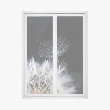 Fensteraufkleber zarter löwenzahnsamen auf schwarzem hintergrund – Pixers®