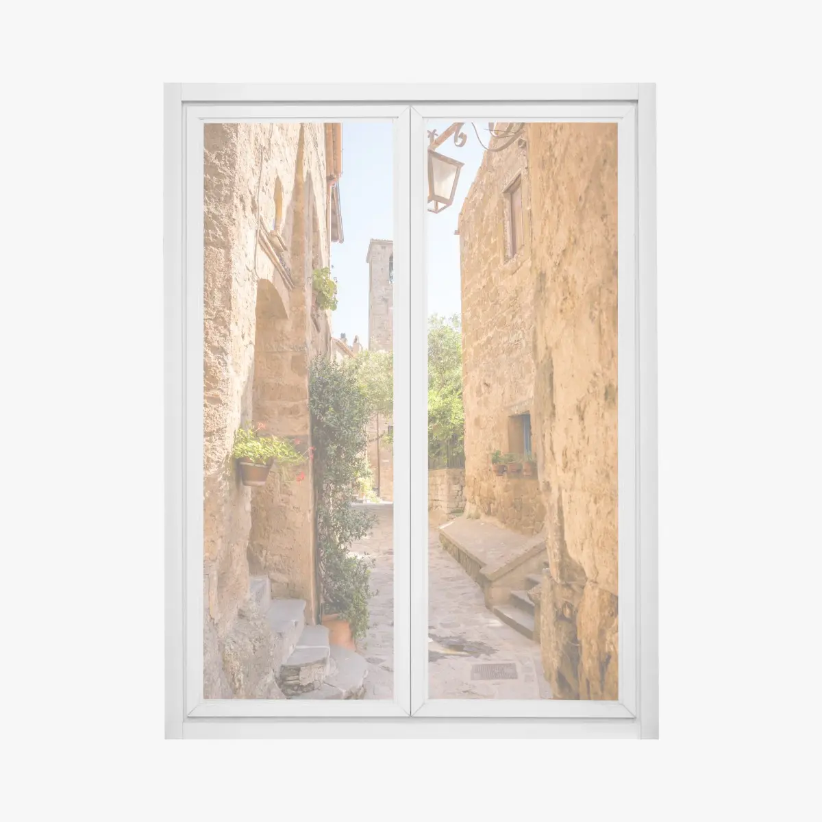 Fensteraufkleber sonnige gasse in Civita di Bagnoregio – Pixers®