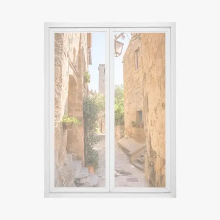Fensteraufkleber sonnige gasse in Civita di Bagnoregio – Pixers®
