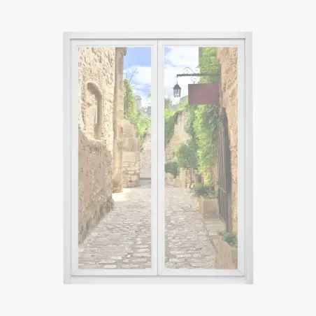 Fensteraufkleber reizende kopfsteinpflasterstraße in Les Baux de Provence – Pixers®