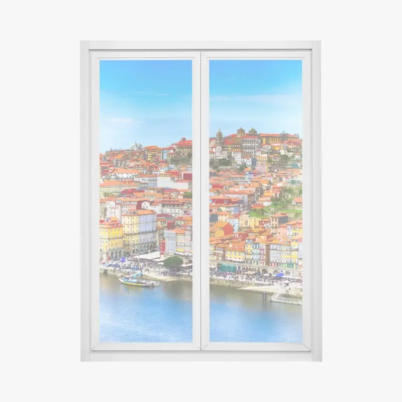 Fensteraufkleber Porto buntes uferpanorama