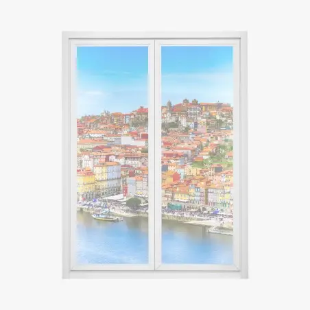 Fensteraufkleber Porto buntes uferpanorama – Pixers®