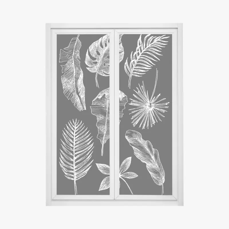 Fensteraufkleber monochrome blattkomposition