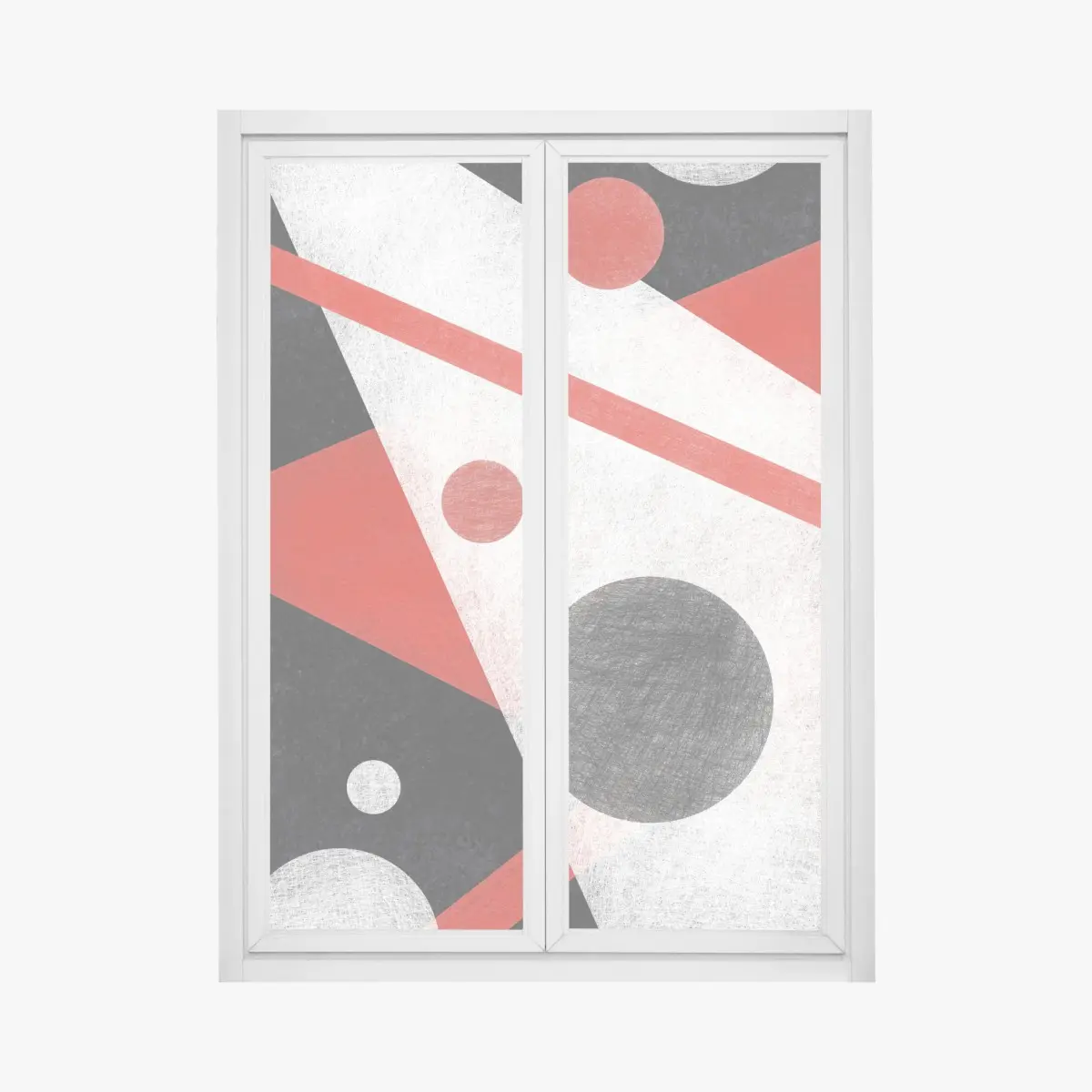 Fensteraufkleber geometrische abstraktion in rot und schwarz – Pixers®