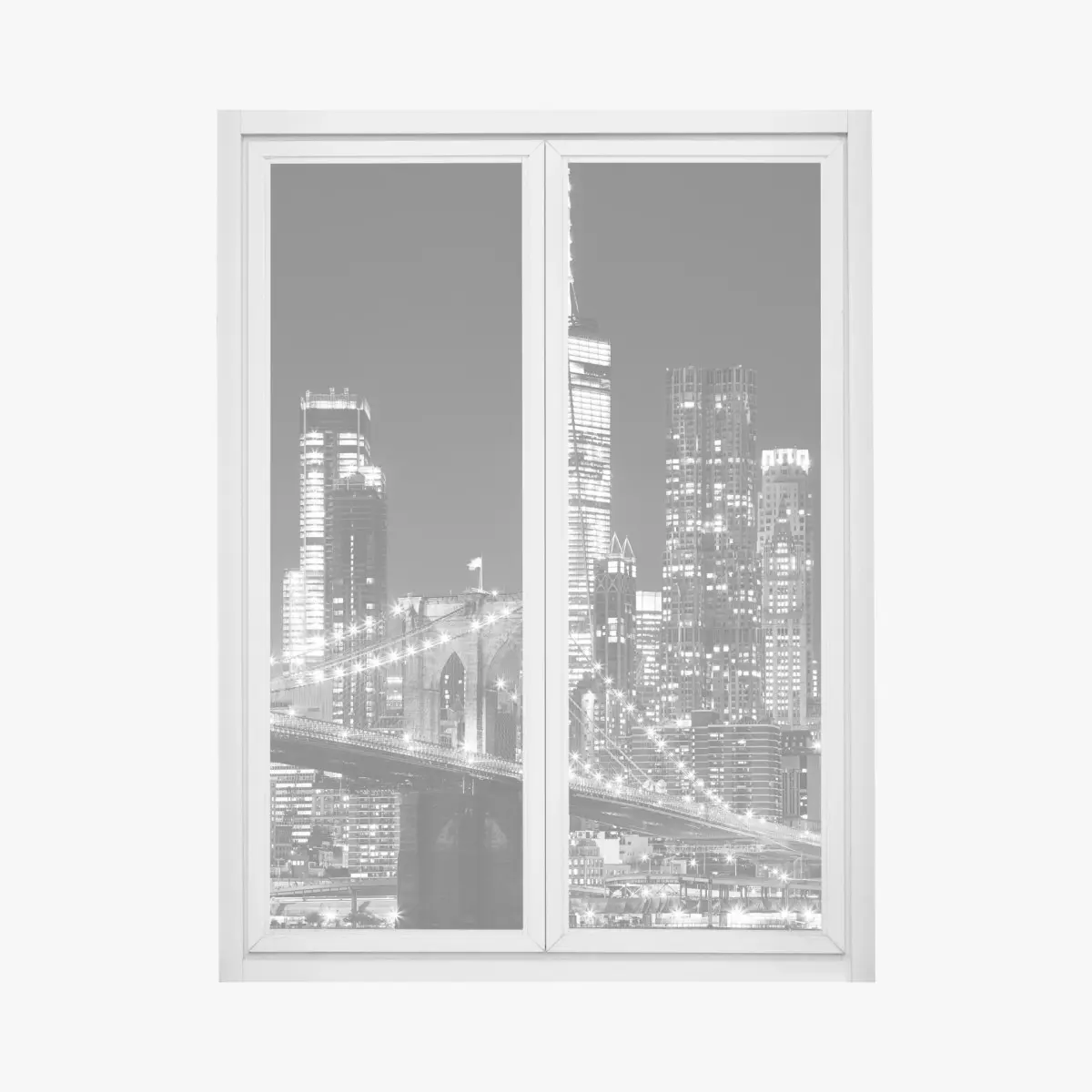 Fensteraufkleber Brooklyn Bridge und Manhattan skyline bei nacht – Pixers®