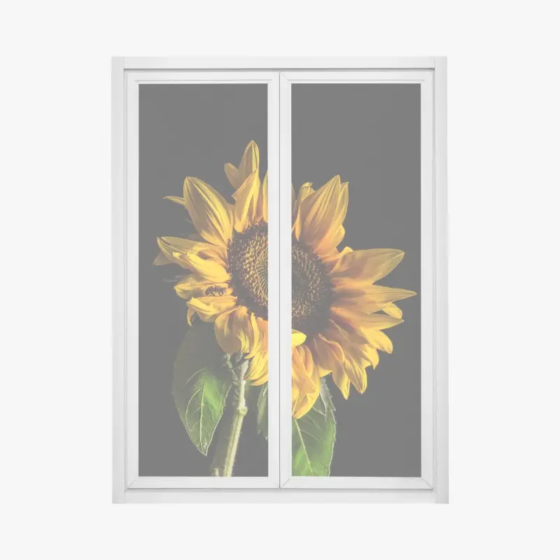 Fensteraufkleber goldene sonnenblume in nahaufnahme