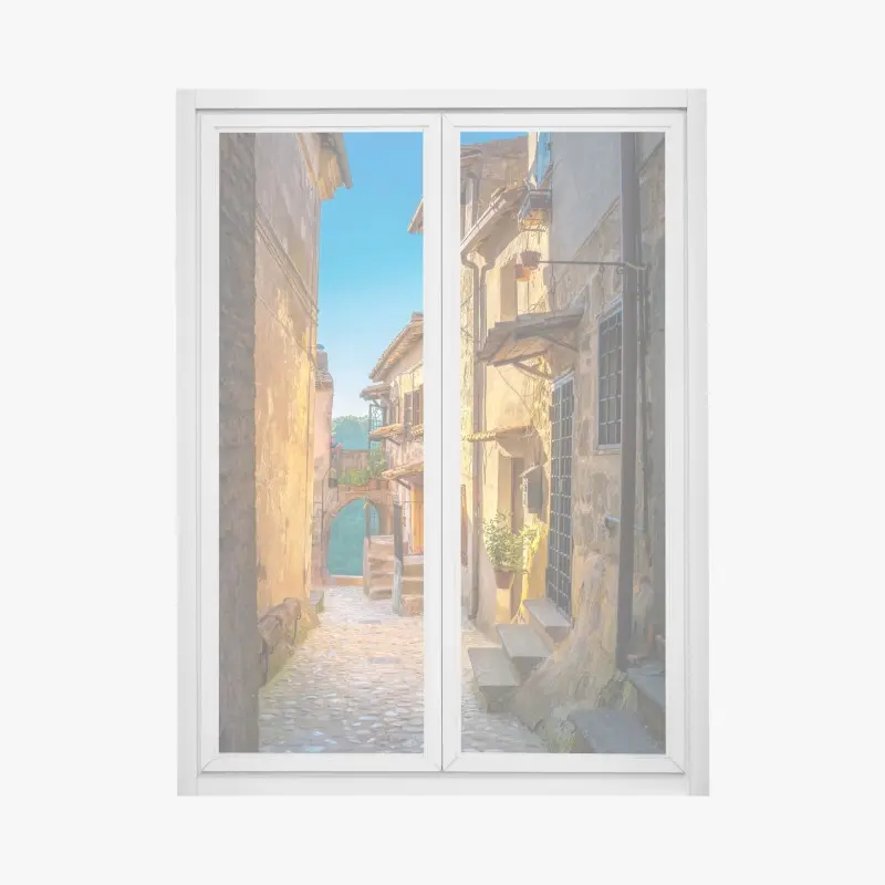 Fensteraufkleber sonnenbeschienene gasse in der Toskana