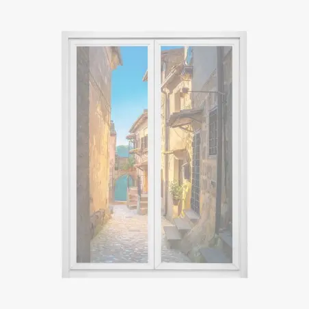 Fensteraufkleber sonnenbeschienene gasse in der Toskana – Pixers®