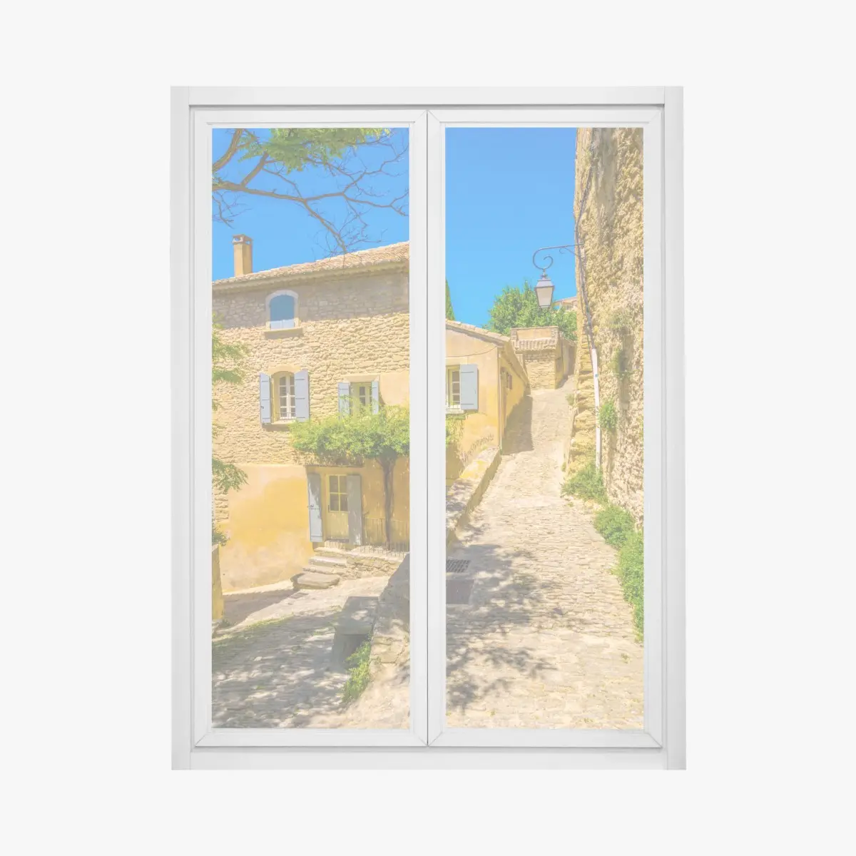 Fensteraufkleber sonnige kopfsteinpflastergasse – Pixers®