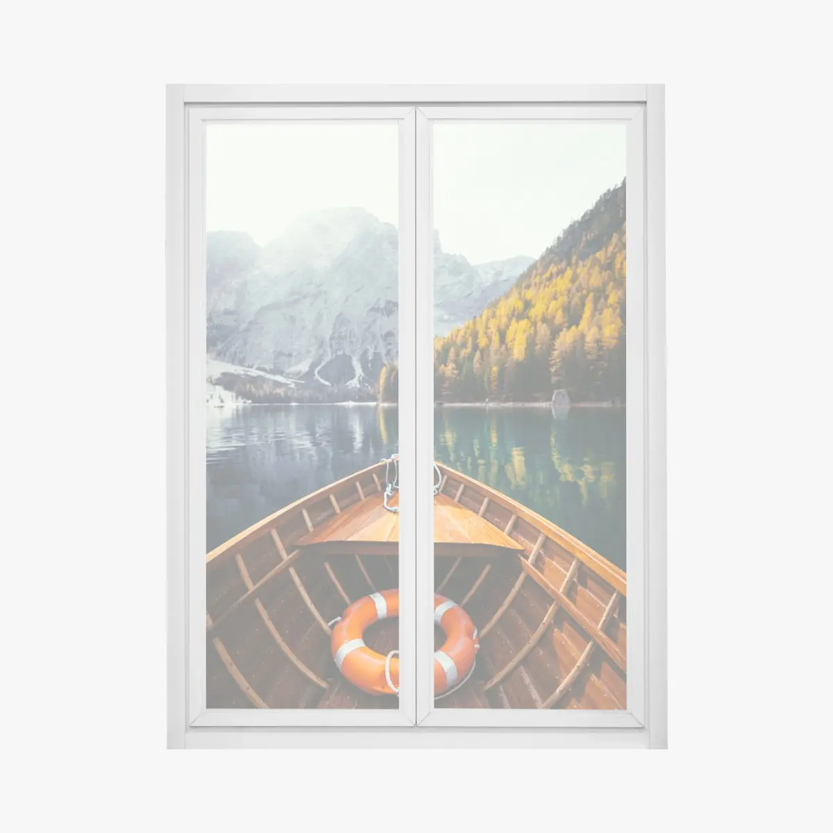 Fensteraufkleber sonnenaufgang am Lago di Braies – Pixers®