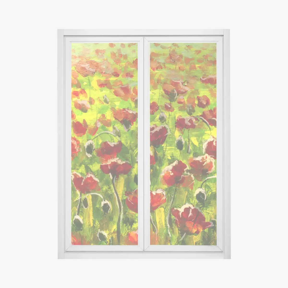 Fensteraufkleber feld roter mohnblumen – Pixers®