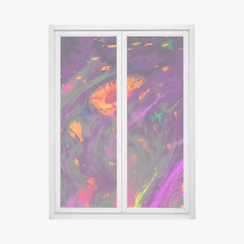 Fensteraufkleber traditionelle ebru abstrakte marmormuster in lila und orange