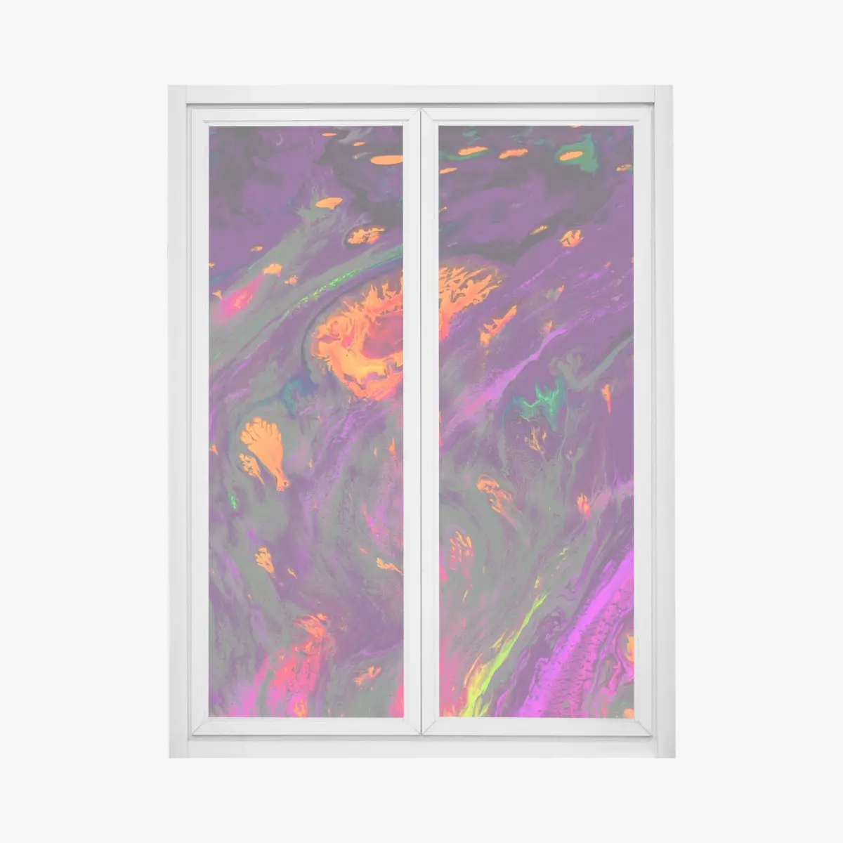 Fensteraufkleber traditionelle ebru abstrakte marmormuster in lila und orange – Pixers®