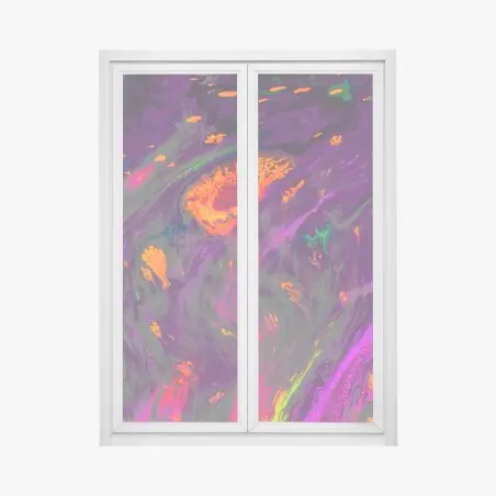 Fensteraufkleber traditionelle ebru abstrakte marmormuster in lila und orange – Pixers®