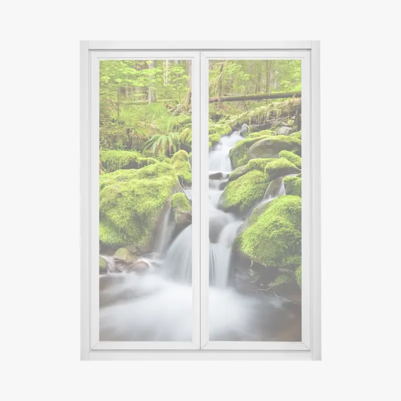 Fensteraufkleber moosbedeckter bach bei Sol Duc Falls