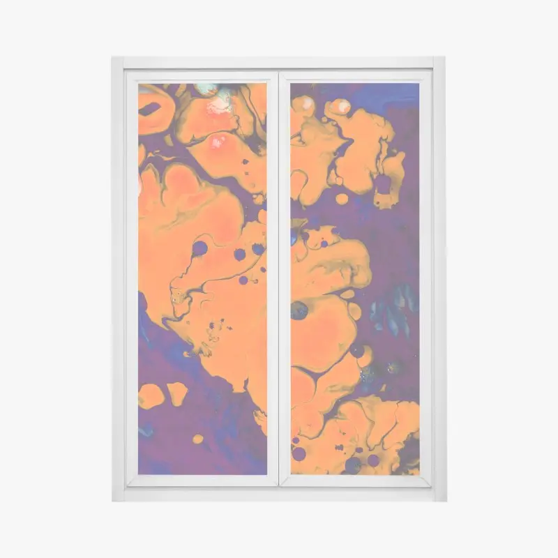 Fensteraufkleber intensiver oranger fluss