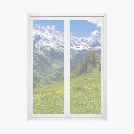 Fensteraufkleber alpwiese im frühling vor schneebedeckten gipfeln – Pixers®