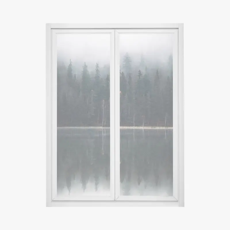Fensteraufkleber neblige waldreflexion