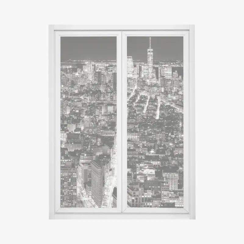 Fensteraufkleber monochrome stadtansicht bei nacht