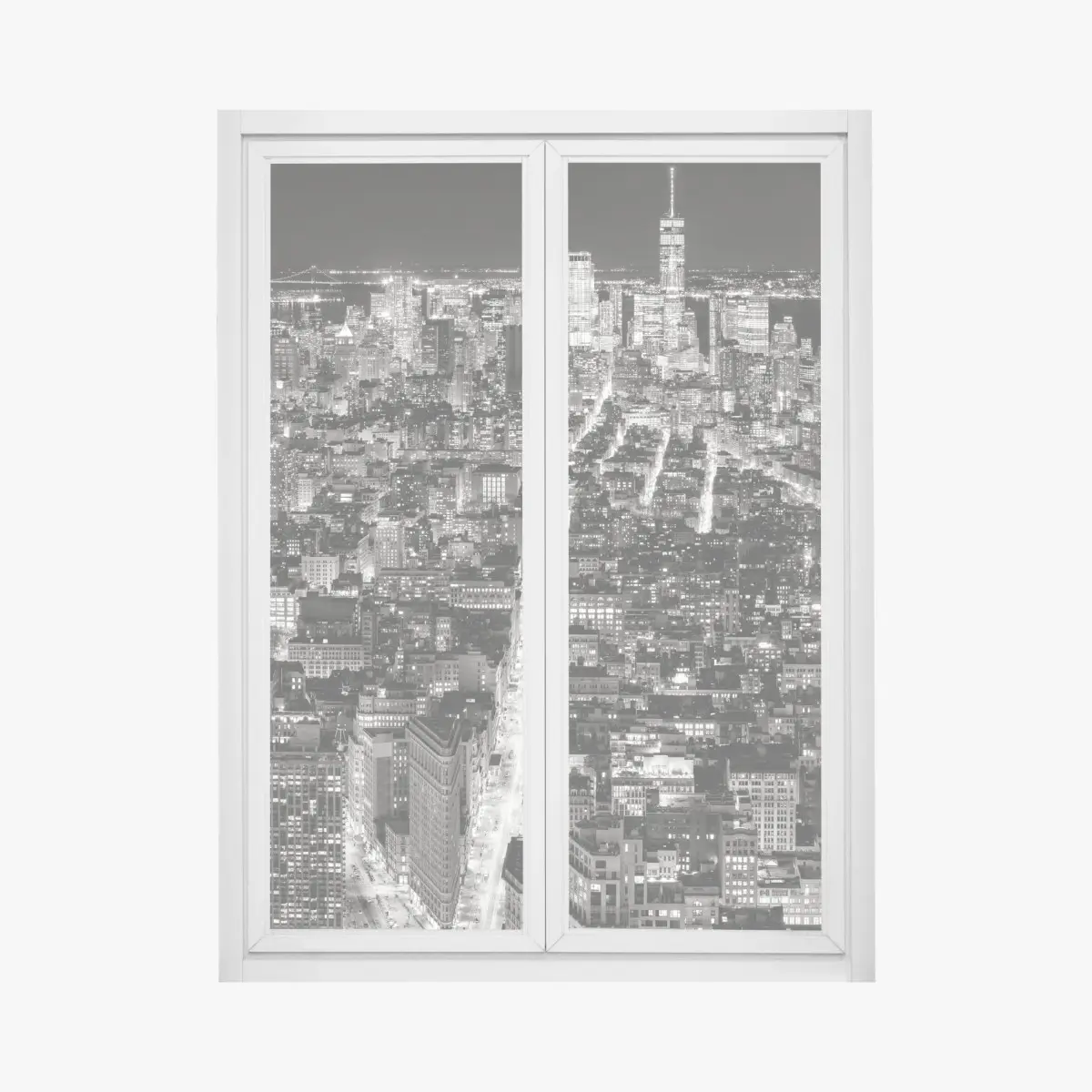 Fensteraufkleber monochrome stadtansicht bei nacht – Pixers®