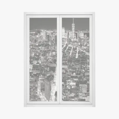 Fensteraufkleber monochrome stadtansicht bei nacht – Pixers®