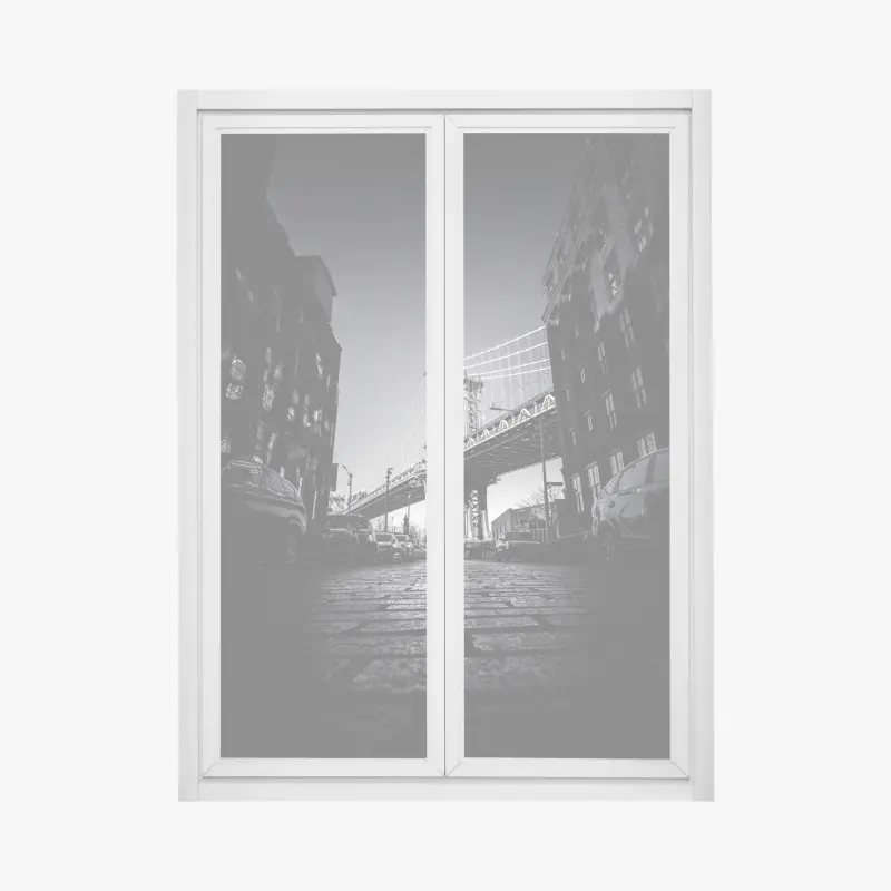 Fensteraufkleber Manhattan brücke perspektive über kopfsteinpflaster