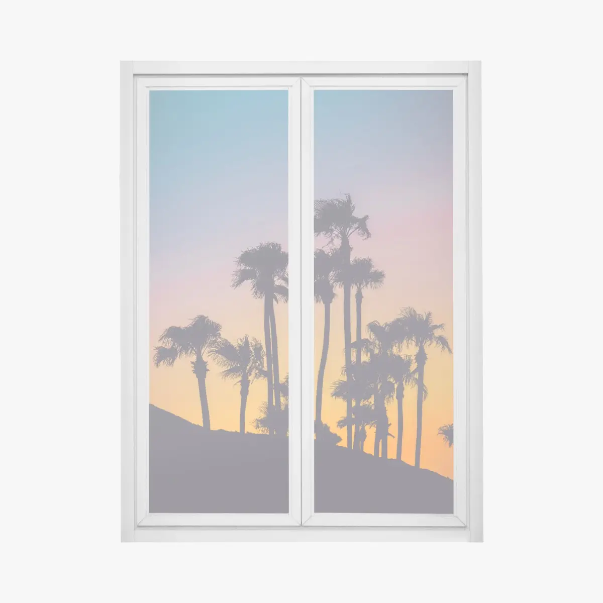 Fensteraufkleber retro tropische palmen bei sonnenuntergang – Pixers®