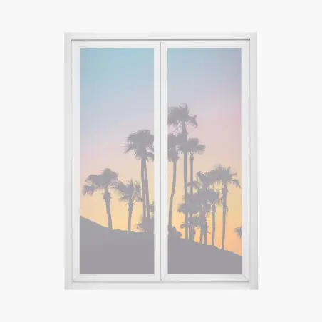 Fensteraufkleber retro tropische palmen bei sonnenuntergang – Pixers®