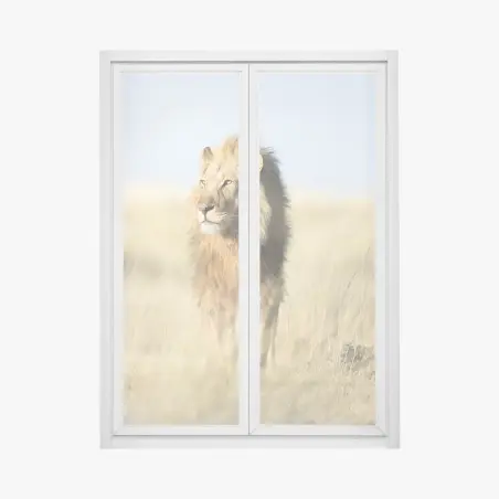 Fensteraufkleber majestätischer löwe in der steppe – Pixers®