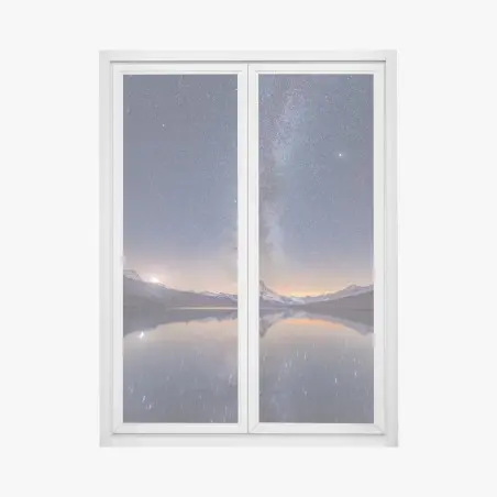 Fensteraufkleber milchstraße über alpengipfel gespiegelt im see – Pixers®