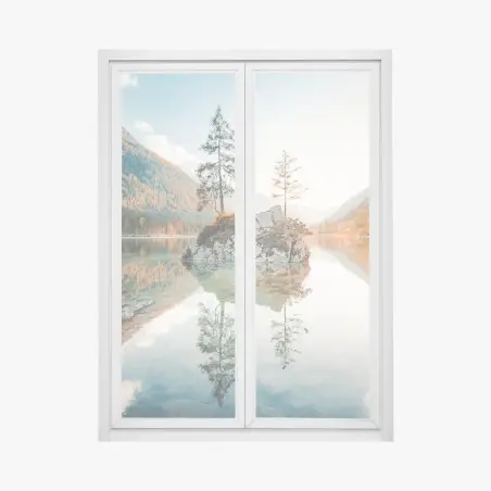 Fensteraufkleber sonnenbeleuchtete felsinsel am Hintersee – Pixers®