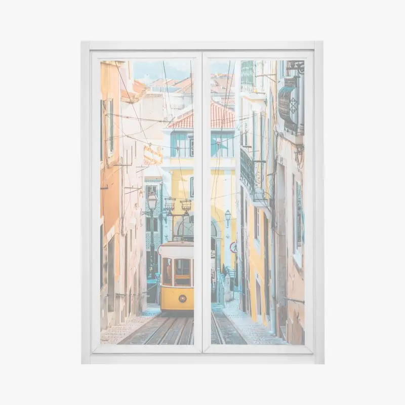 Fensteraufkleber lebendige bica straßenbahn in Lissabon