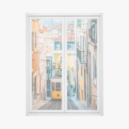 Fensteraufkleber lebendige bica straßenbahn in Lissabon – Pixers®