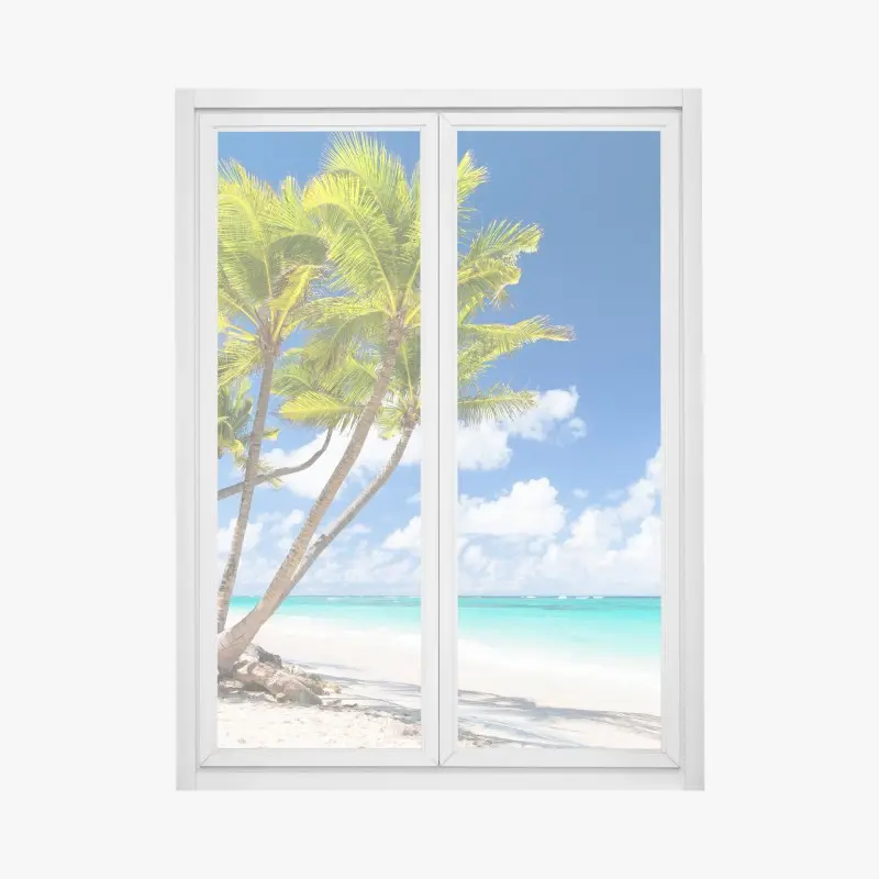 Fensteraufkleber tropischer palmstrand in Punta Cana