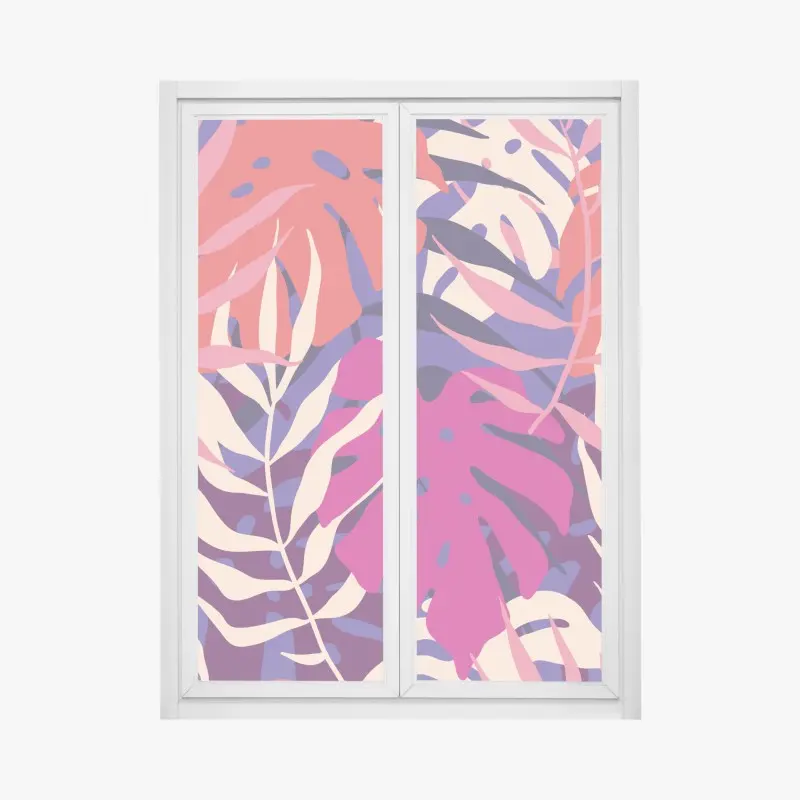 Fensteraufkleber pastell tropisches blattmuster