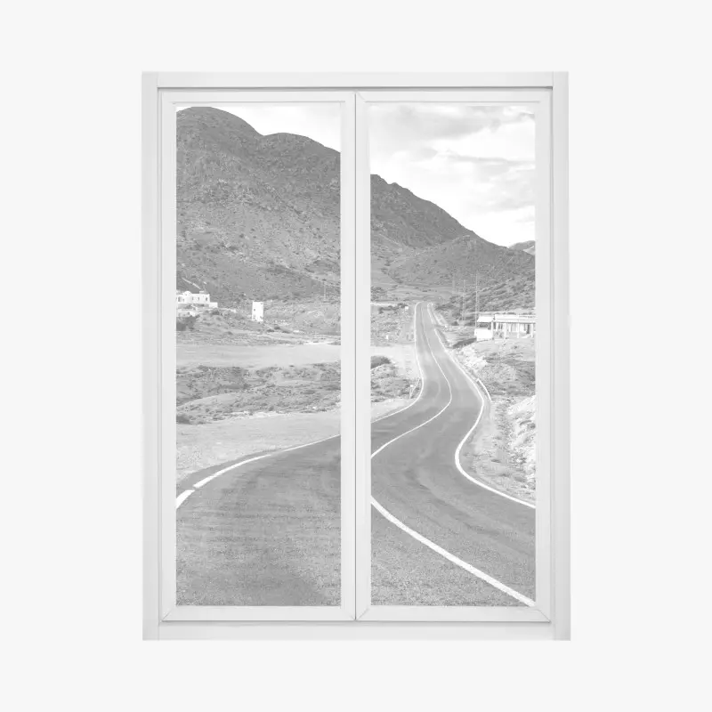 Fensteraufkleber gewundene straße durch die berge