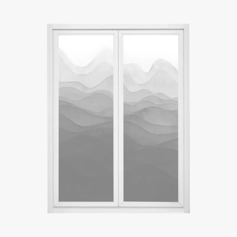 Fensteraufkleber monochrome geschichtete berge