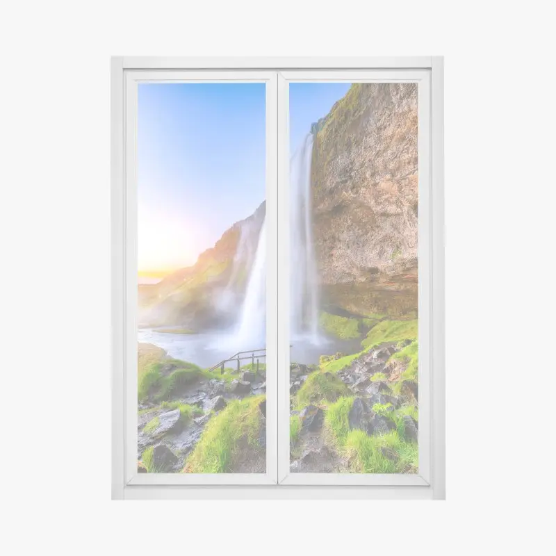 Fensteraufkleber Seljalandsfoss wasserfall im sonnenuntergang