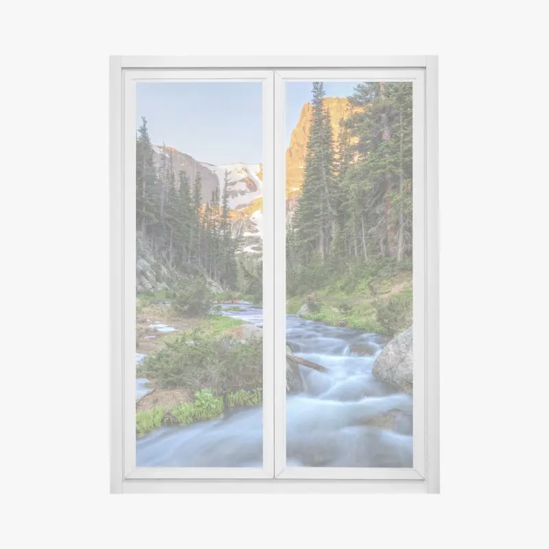 Fensteraufkleber goldener gipfel über alpenbach