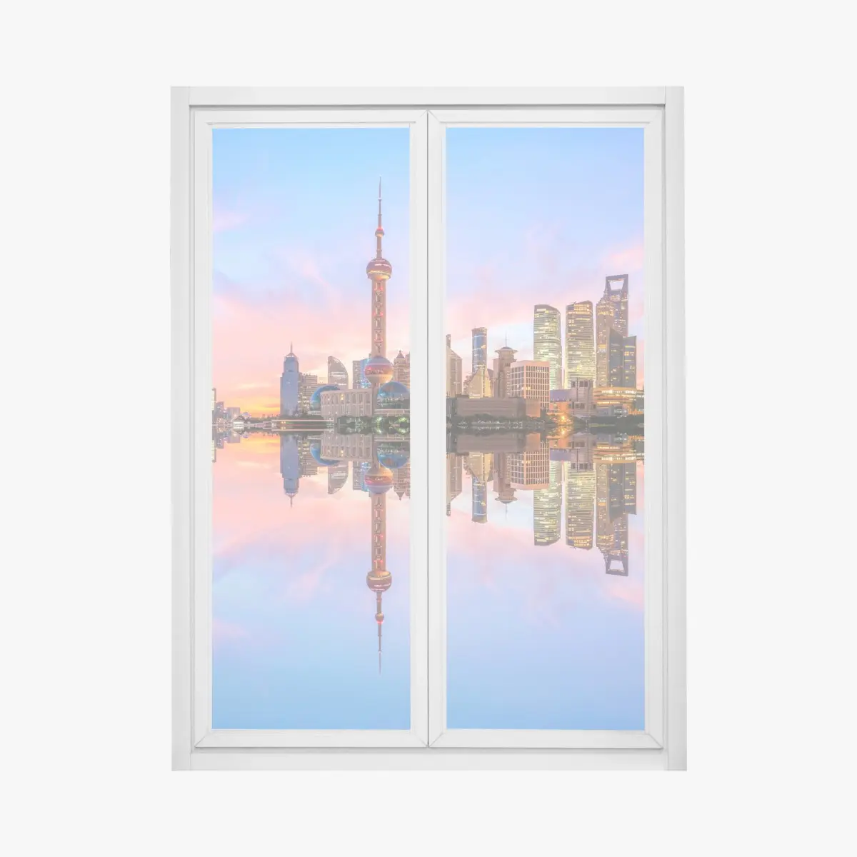 Fensteraufkleber Shanghai skyline bei sonnenaufgang – Pixers®